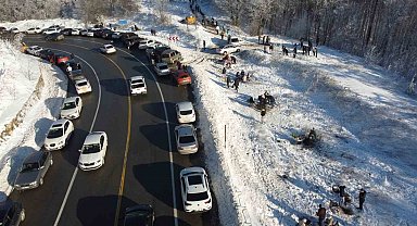 Kırklareli'nde kar manzaraları havadan görüntülendi