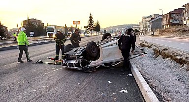 Kontrolden çıkan otomobil takla attı: 1 yaralı