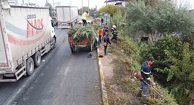 Nazilli'de temizlik ekipleri karayolu kenarlarını temizledi
