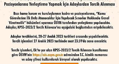 ÖSYM'den 'KPSS tercih' duyurusu