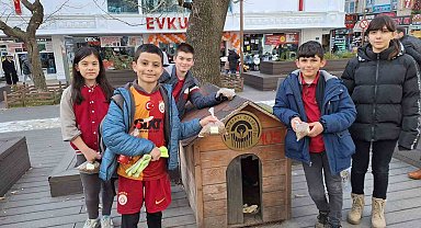 "Merhamet" konusu işleyen öğrenciler sokak hayvanlarıyla ilgilendi