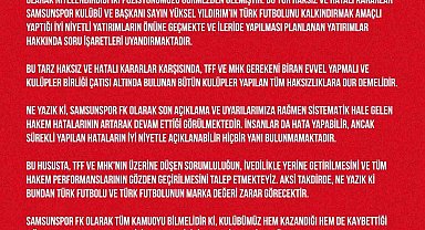 Samsunspor'dan hakem tepkisi