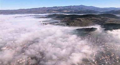 Sındırgı'da sis görsel şölen oluşturdu