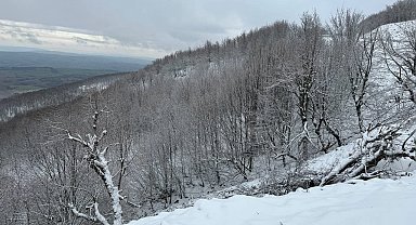 Tekirdağ'ın yüksek kesimleri karla kaplandı