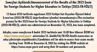 Türkiye Yurt Dışından Öğrenci Kabul Sınavı sonuçları açıklandı