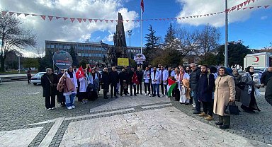 Uşak'ta sağlık çalışanları Filistin için 'sessiz yürüyüş' yaptı