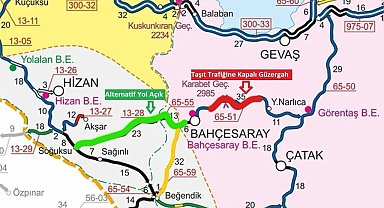 Van-Bahçesaray karayolu, kar yağışı ve fırtına nedeniyle ulaşıma kapatıldı