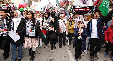 Vanlı çocuklar Filistin için yürüdü