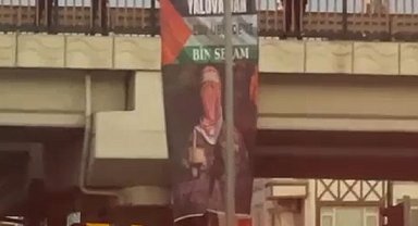 Yalova'da köprülü kavşakta Filistin'e destek eylemi