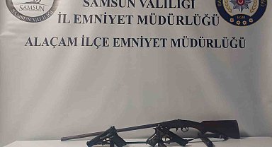 Alaçam'da silah ve uyuşturucu ele geçti