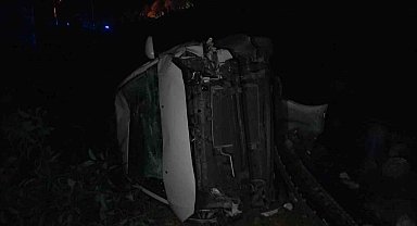 Alanya'da kontrolden çıkan araç şarampole yuvarlandı