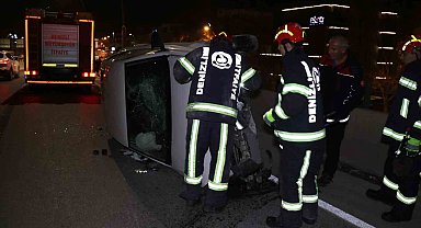 Alkollü sürücünün hakimiyetini kaybettiği araç 50 metre savruldu