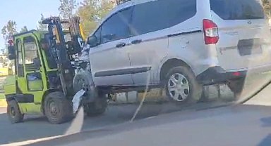 Aracın forklift ile taşınması pes dedirtti
