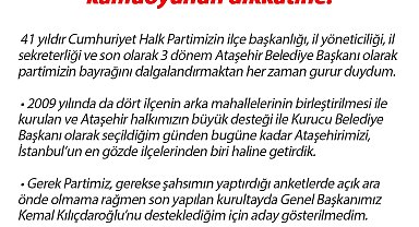 Ataşehir Belediye Başkanı Battal İlgezdi: "Battal İlgezdi aday gösterilmediği için istifa etmedi, CHP'nin kurumsal kimlik ve hiyerarşisini korumak adına istifa etti"
