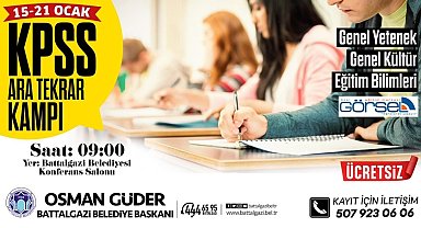 Battalgazi'de KPSS'ye hazırlanan adaylar için kamp düzenlenecek