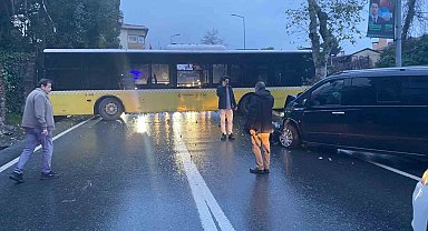 Beşiktaş'ta İETT otobüsü araca çarptı