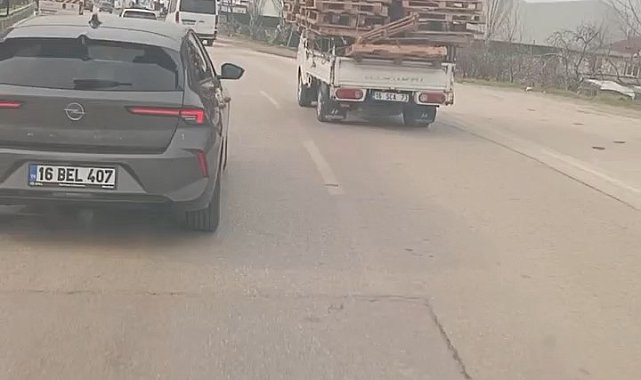 Bursa'da tehlikeli taşımacılık kamerada