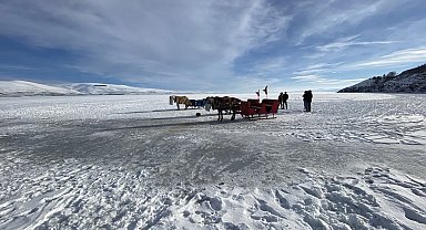 Çıldır Gölü'nde atlı kızak keyfi başlıyor