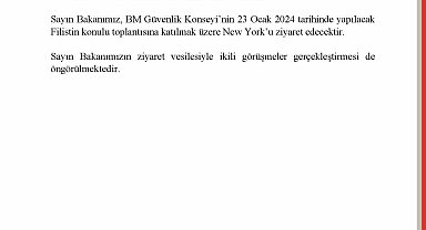 Dışişleri Bakanı Fidan, New York'ta BMGK Toplantısına katılacak