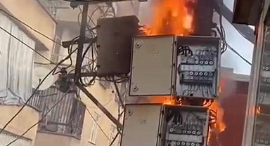 Diyarbakır'da elektrik panosu alevlere teslim oldu
