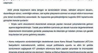 Ekonomi Koordinasyon Kurulu: "Yapısal reformlar hayata geçirilerek bu doğrultuda etkin ve kararlı adımlar eş güdüm içerisinde atılacak"