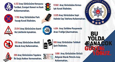 Erzurum'da bir yılda 70 bin 301 sürücüye ceza kesildi