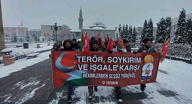 Erzurum'da hekimler Gazze için yürüdü