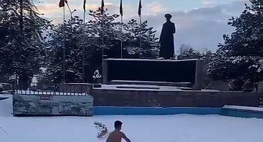 Erzurum'dan renkli kar görüntüleri