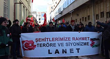 Eskişehir'de Pençe Kilit Harekâtında şehit olan askerler ve Gazze için yürüyüş