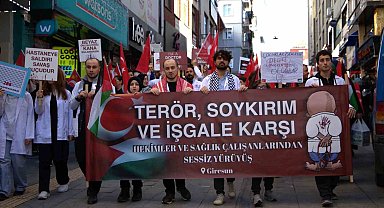 Giresun'da teröre ve İsrail soykırımına karşı hekimlerden sessiz yürüyüş