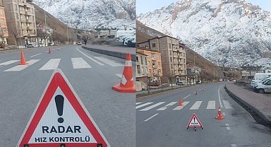 Hakkari'de radarla hız denetimi uygulaması