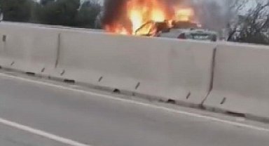 Hatay'da otomobil alevlere teslim oldu
