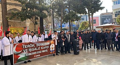 Isparta'da sağlık çalışanları şehitler ve Filistin için yürüdü