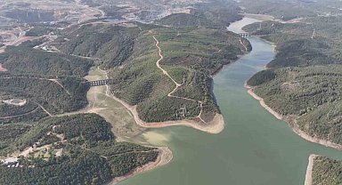 İstanbul'daki barajlarda doluluk oranındaki 1 yıllık değişim havadan görüntülendi