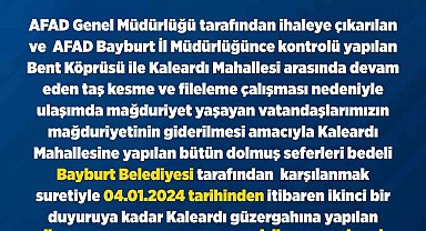 Kaleardı Mahallesi'ne sefer yapan dolmuşlar ile ilgili duyuru