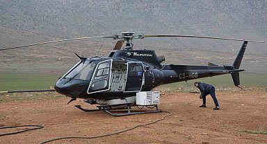Kesintisiz enerji için helikopterle bakım onarım yapılıyor