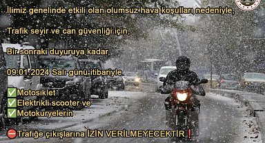 Kırklareli'de motosiklet ve elektrikli bisikletlerin trafiğe çıkış yasağı