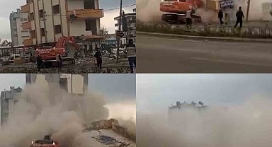 Mersin'de 5 katlı binanın çökme anı kameraya yansıdı