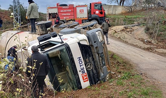 Osmaniye'de beton mikseri devrildi: 1 yaralı