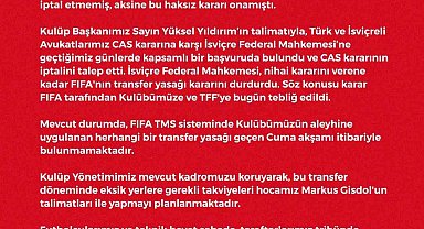 Samsunspor, transfer yasağının kaldırıldığını açıkladı