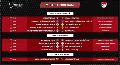 Süper Lig'de 21, 22 ve 23. haftanın programları açıklandı