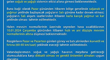 Uşak Valiliği soğuk ve yağışlı hava için uyardı