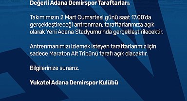 Adana Demirspor antrenmanı taraftara açık olacak