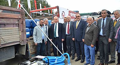 Alabalık üreticilerine dezenfektan ve havuz süpürgesi desteği