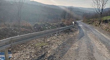 Alaplı'da tehlikeli yollara çelik bariyer yerleştiriliyor