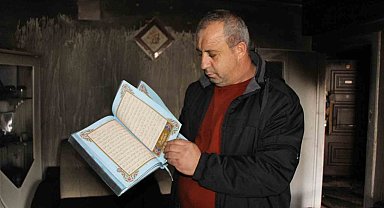 Amasya'da küle dönen daireden geriye sadece Kur'an-ı Kerim kaldı
