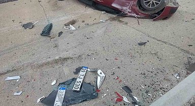 Babaeski'de kontrolden çıkan araç ters döndü