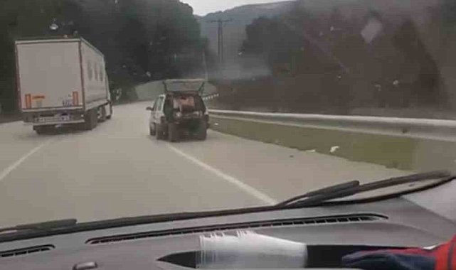 Bursa'da tehlikeli taşımacılık kamerada