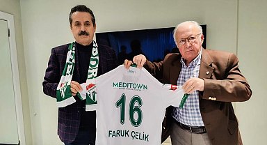 Bursaspor Başkanı Sinan Bür, Faruk Çelik'i ziyaret etti