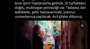Çoklu organ yetmezliği olan bebek, uçak ambulansla İzmir'e sevk edildi